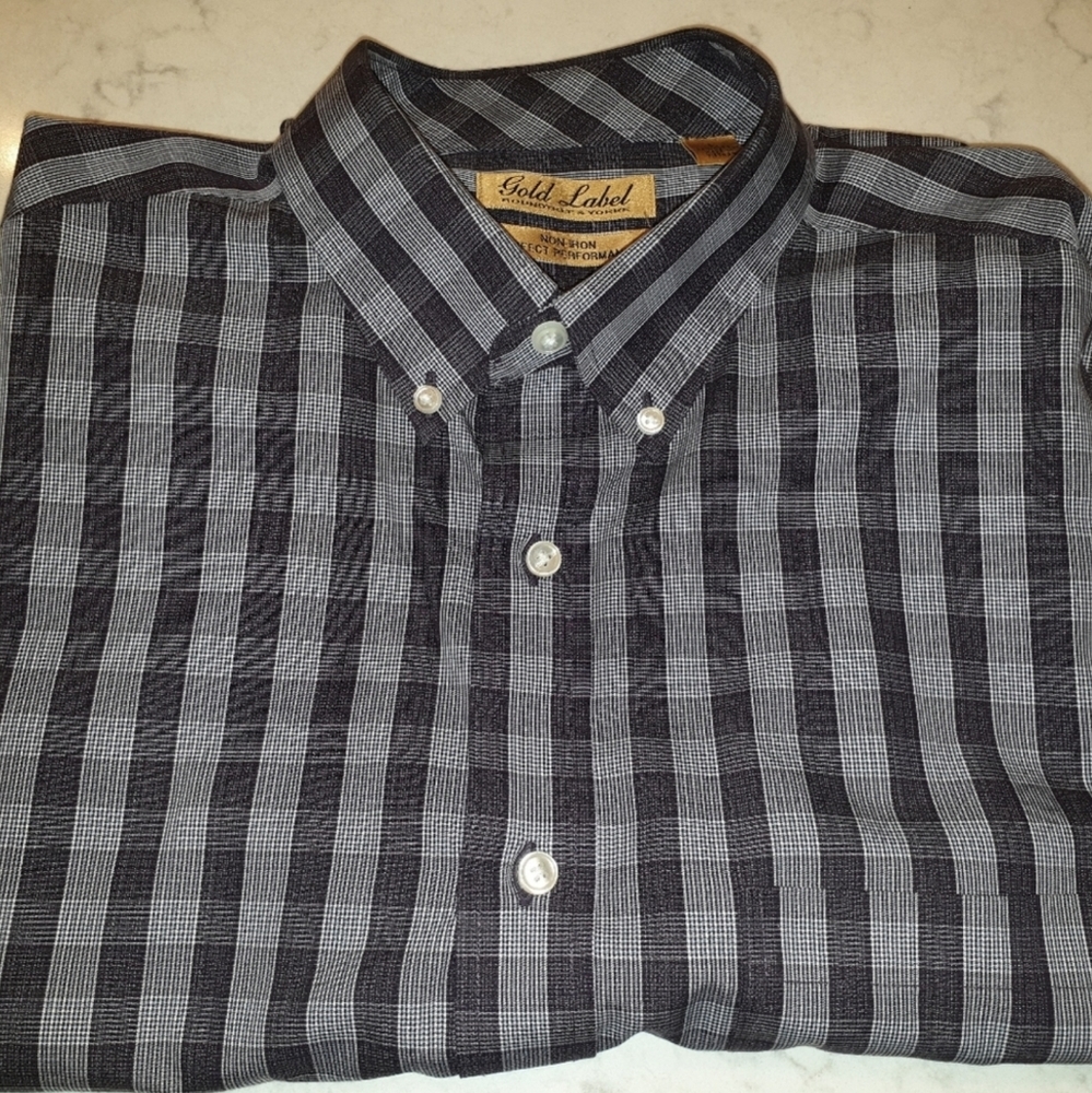 Large Purple and Silver 100% Cotton Long Sleeve Shirt